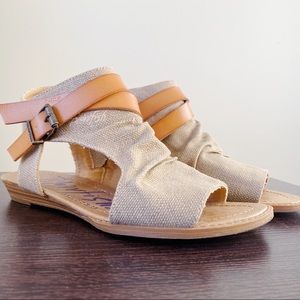 Blowfish Canvas & Leather Open Toed Flats